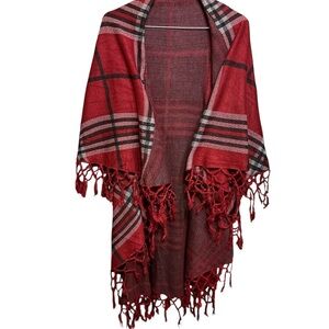 G by Guess Red and Black Plaid Knit Shrug